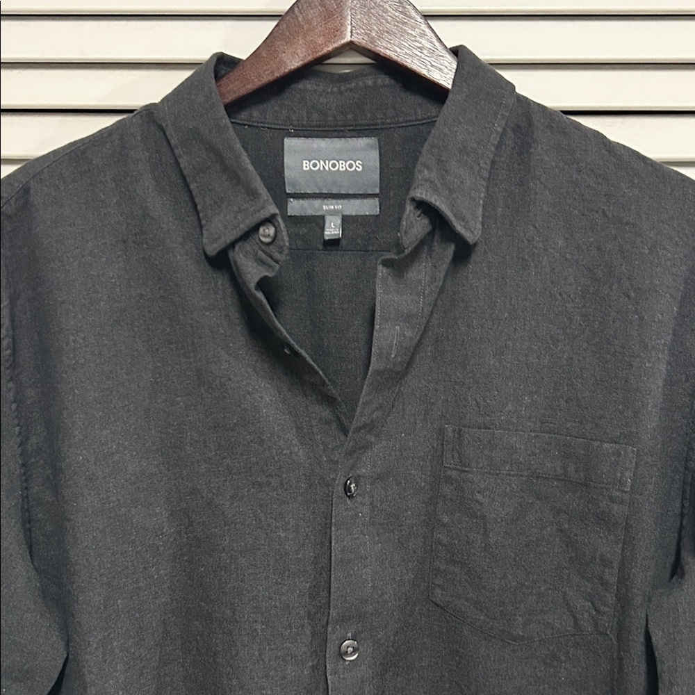 Bonobos Men's Lightweight Flannel Slim Fit Dark Grey Shirt